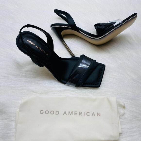 Good American Open Square Toe Heels Black Women’s 11 - GA120KD-E NEW - Picture 2 of 3